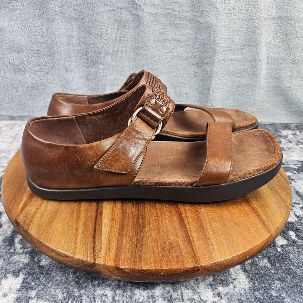 Earth Kalso Sandals Women 10 Brown Leather Negative Heel Buckle Open Toe Comfort